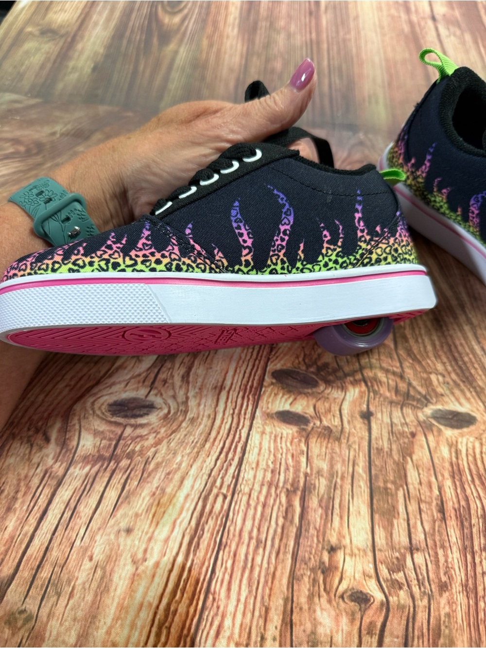 Heelys Kids Black Sneakers with Purple & Neon Green Accents